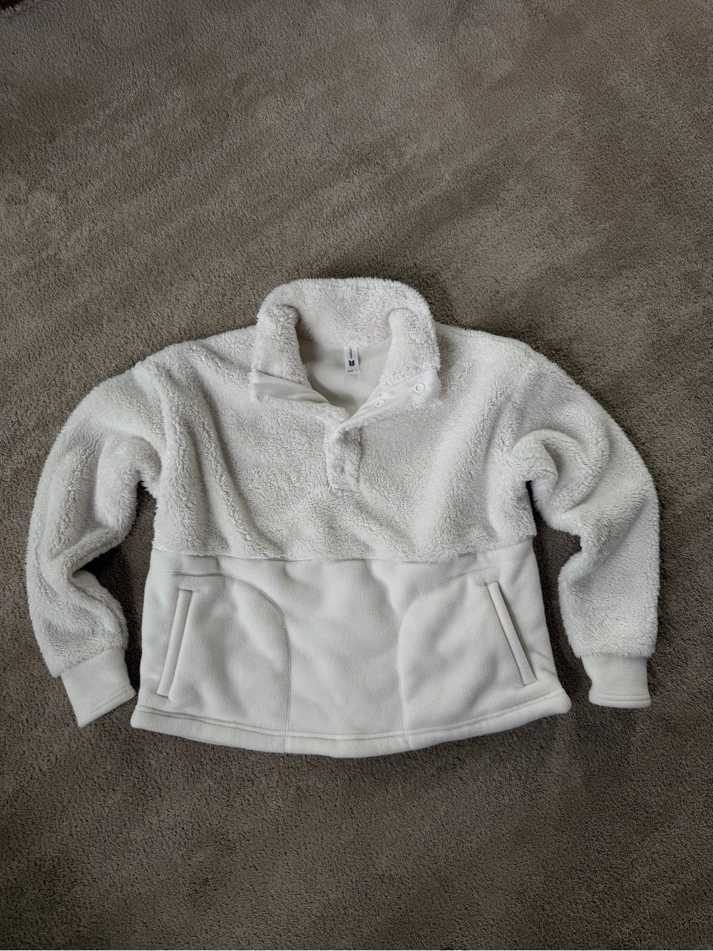 all in motion Ivory Sherpa Snap-Button Pullover